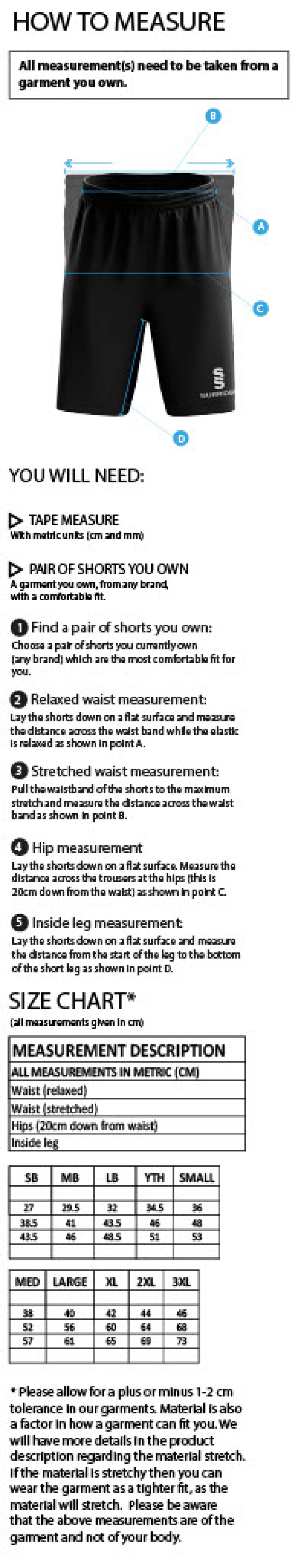 Reading CC - Women's Ripstop Short - Size Guide